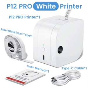 Label Printer P12 PRO Portable Label Maker 12Mm Rechargeable Bluetooth Inkless Printer Multiple Template for Office Home